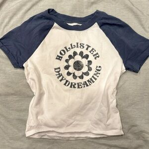 Hollister Blue White Stretchy Crop Top XS